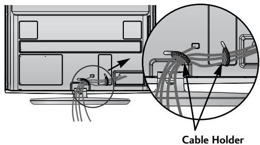 LG 37LH3800 - After Connecting the cables as necessary, install Cable Holder as shown and bundle the cables. To connect additional equipment, see the External Equipment Setup section. - 1
