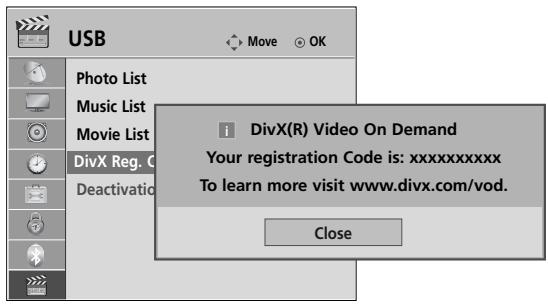LG 37LH3800 - DIVX REGISTRATION CODE - 3