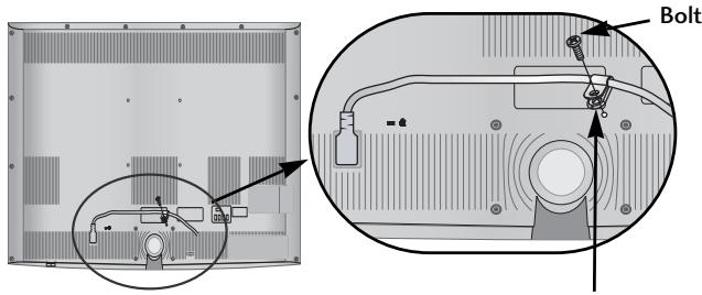 LG 42LH3000 - Secure the power cable with the PROTECTIVE BRACKET and the bolt as shown. It will help prevent the power cable from being removed by accident. - 1