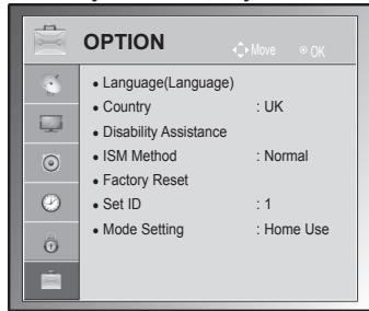 LG 42LV3550 - OPTION settings - 1