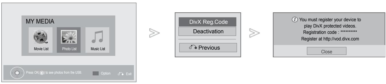 LG 47LD450 - DIVX REGISTRATION CODE - 1