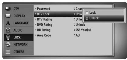 LG BDT590 - Setting the DTV Lock - 1
