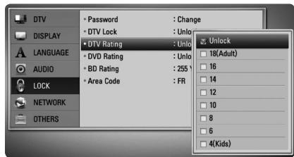 LG BDT590 - Adjusting DTV Rating - 1