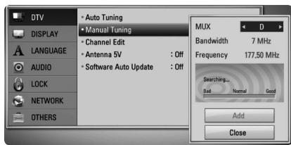 LG BDT590 - Scanning programmes manually (Manual Tuning) - 1