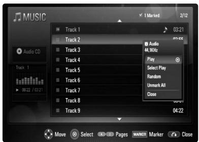 LG HB754CB - The [MUSIC] menu options - 1
