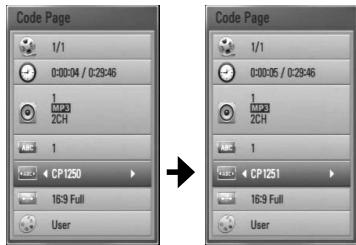LG HB905PA - Changing subtitle code page MOVIE - 1