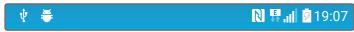 Mobile phone status bar with icons for Wi-Fi, battery, and app clock showing 19:07