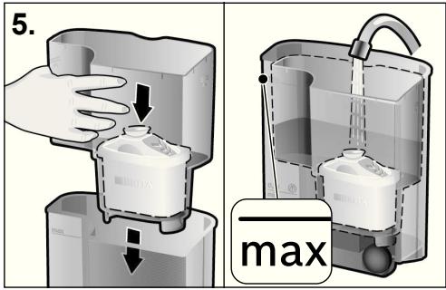 BOSCH TASSIMO TAS5542,  TASSIMO TAS5543 - Préparer et insérer la cartouche filtrante BRITA MAXTRA - 1