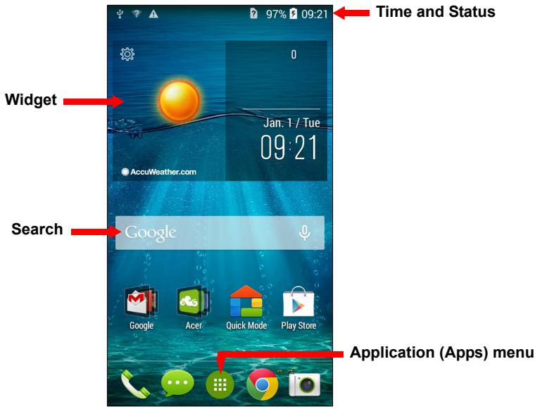ACER Z520 - The Home screen - 1