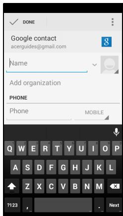 ACER Z520 - Adding a contact - 2
