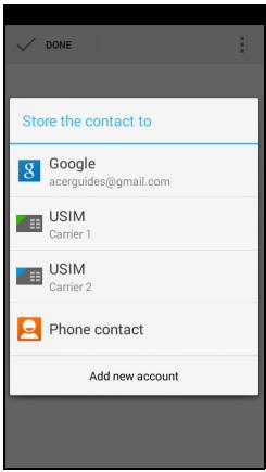 ACER Z520 - Adding a contact - 1