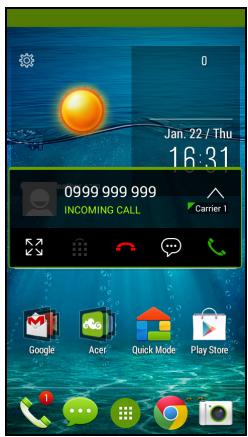 ACER Z520 - The voice call screen - 1