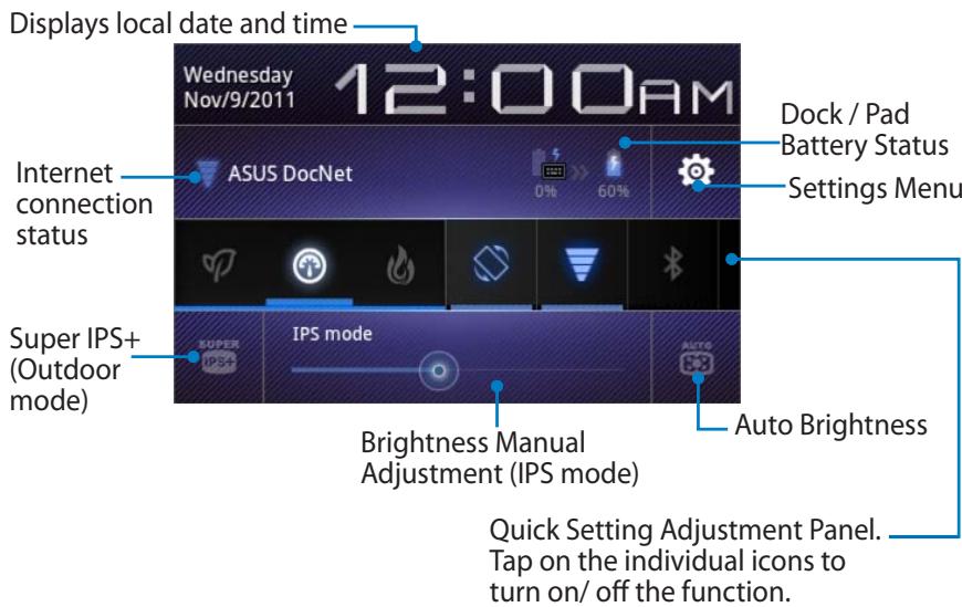 ASUS EEE PAD TRANSFORMER PRIME TF201 - From ASUS Quick Setting: - 2