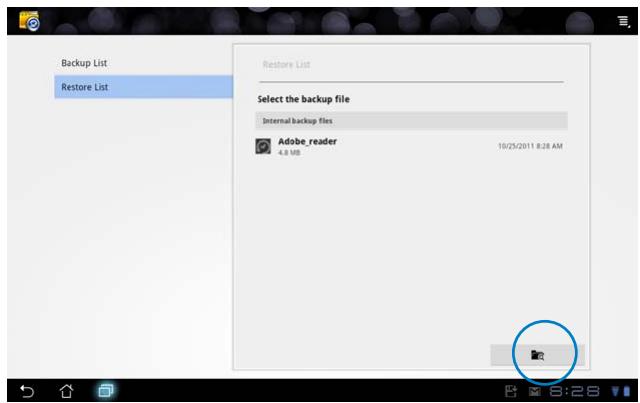 ASUS EEE PAD TRANSFORMER PRIME TF201 - To use App Restore: - 1