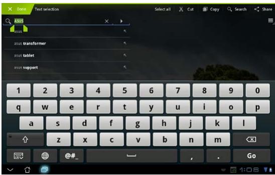 ASUS EEE PAD TRANSFORMER PRIME TF201 - Inputting, inserting, selecting, and copying text - 3