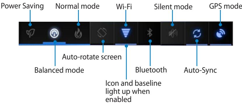 ASUS EEE PAD TRANSFORMER PRIME TF201 - ASUS Quick Setting Adjustment Panel - 1