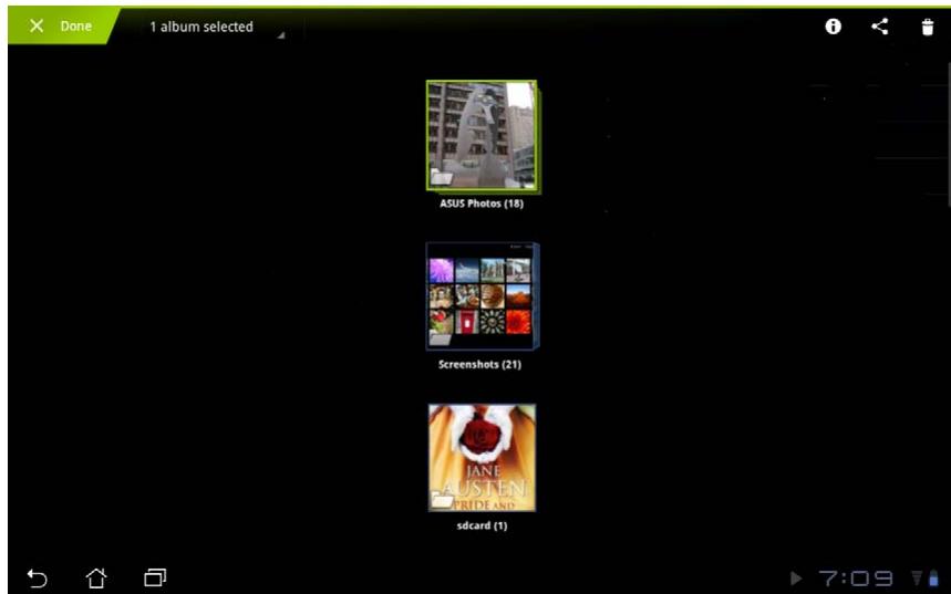 ASUS EEE PAD TRANSFORMER PRIME TF201 - Sharing, and deleting albums - 1