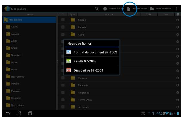 ASUS TF300T-1Q028A - Ajouter de nouveaux fichiers - 1