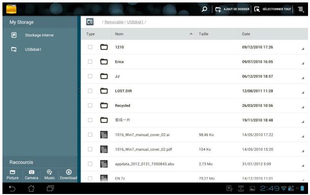 ASUS TF300T-1Q028A - Le contenu du périphérique de stockage connecté (Removable/XXX/) apparaît. - 1