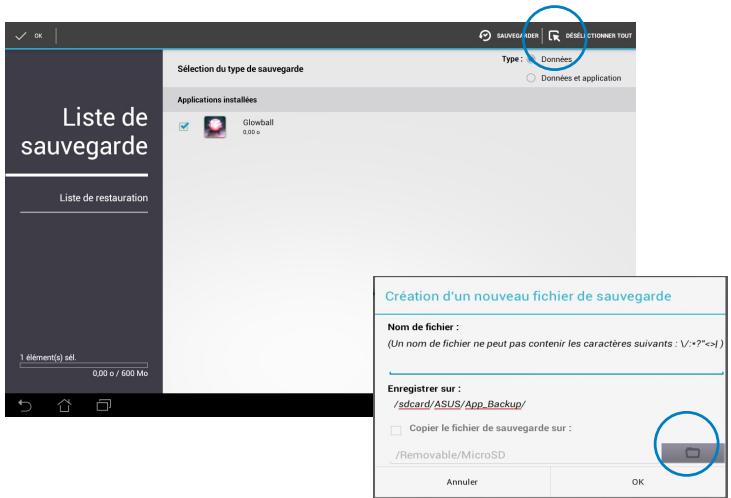 ASUS TF300T-1Q028A - Sauvegarde d'application - 2