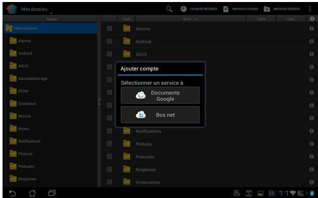 ASUS TF300T-1Q028A - Pour ajouter un compte : - 1