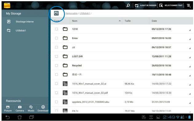 ASUS TF300T-1Q028A - Appuyez sur l'icône Retour pour atteindre le répertoire racine de My Storage. - 1