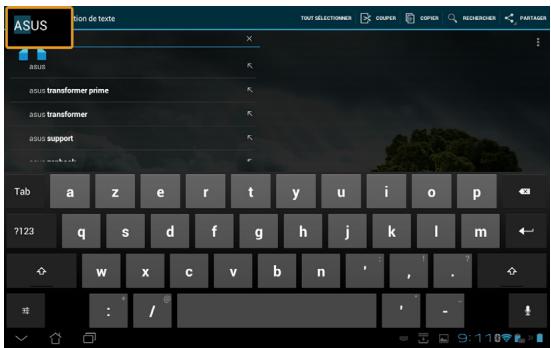 ASUS TF300T-1Q028A - Saisie, insertion, sélection et copie de texte - 2
