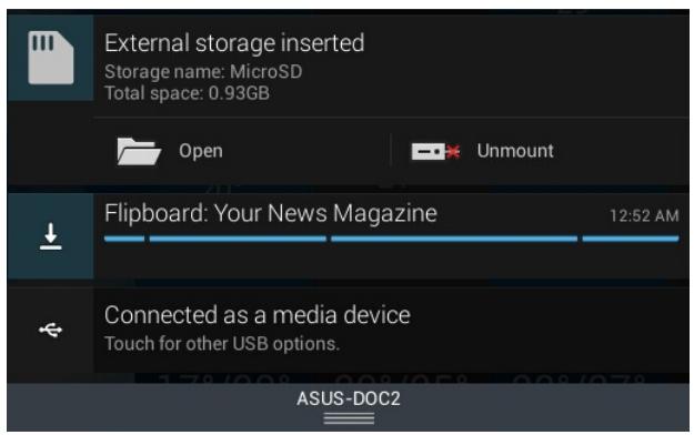 ASUS ME102A-1A018A MEMOPAD, ME102A-1B016A - Notification panel - 1