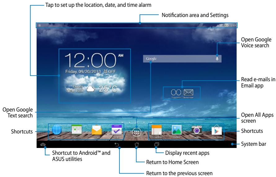 ASUS ME102A-1A018A MEMOPAD, ME102A-1B016A - Home Screen - 1