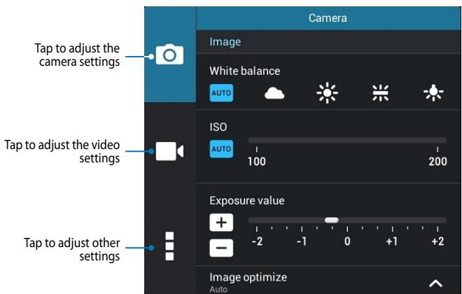 ASUS MEMO PAD 10 ME102A-1A018A - Configuring the camera settings - 2