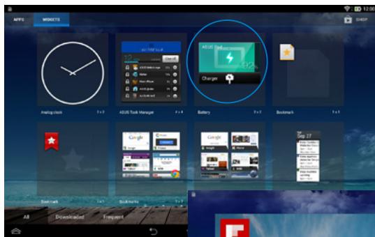 ASUS MEMO PAD 10 ME102A-1A018A - Displaying the ASUS Battery widget on the Home Screen - 1