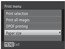 NIKON COOLPIX S1000PJ - Use the multi selector to choose Paper size and press the Ⓞ button. - 1