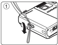 NIKON COOLPIX S1000PJ - Attaching the Camera Strap - 1