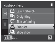NIKON COOLPIX S1000PJ - Use the multi selector to choose 📄 Print set and press the Ⓜ button. - 1