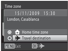 NIKON COOLPIX S1000PJ - Selecting Travel Destination Time Zone - 2