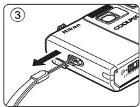 NIKON COOLPIX S1000PJ - Attaching the Camera Strap - 3
