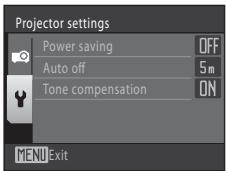 NIKON COOLPIX S1000PJ - Displaying the Projector Settings Menu - 4