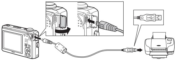 NIKON COOLPIX S1000PJ - Connect the camera to the printer using the supplied USB cable. - 1
