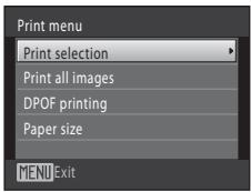 NIKON COOLPIX S1000PJ - Choose Print selection, Print all images or DPOF printing and press the Ⓞ button. - 1
