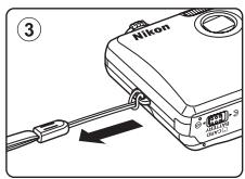 NIKON COOLPIX S1100PJ - Attaching the Camera Strap - 3