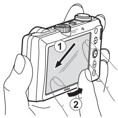 NIKON COOLPIX S1100PJ - Place your finger on the touch panel, drag it to the desired location (①), and remove it from the touch panel (②). - 1