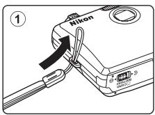 NIKON COOLPIX S1100PJ - Attaching the Camera Strap - 1