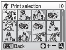 Print selection 10 MENU Back + -