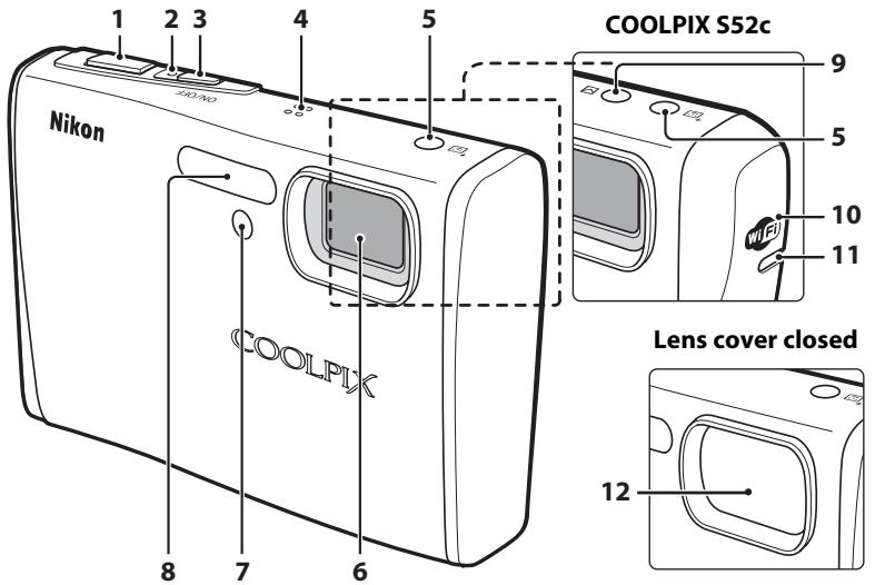 1 2 3 4 5 Nikon COOLPIX COOLPIX S52c 9 5 10 11 8 7 6 Lens cover closed 12
