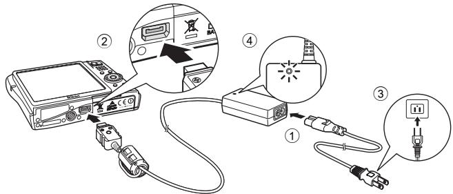 NIKON COOLPIX S52C - Charging the Battery Using the AC Adapter (COOLPIX S52c) - 1