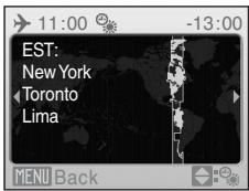 NIKON COOLPIX S560 - Press or to choose the travel destination time zone (city name). - 1
