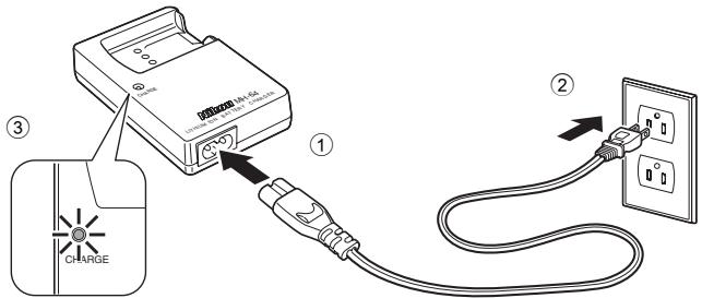 NIKON COOLPIX S560 - Connect the power cable. - 1
