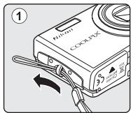 NIKON COOLPIX S560 - Attaching the Camera Strap - 1