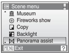 NIKON COOLPIX S560 - Use the multi selector to choose Panorama assist in the scene menu and press OK. - 1