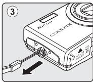 NIKON COOLPIX S560 - Attaching the Camera Strap - 3